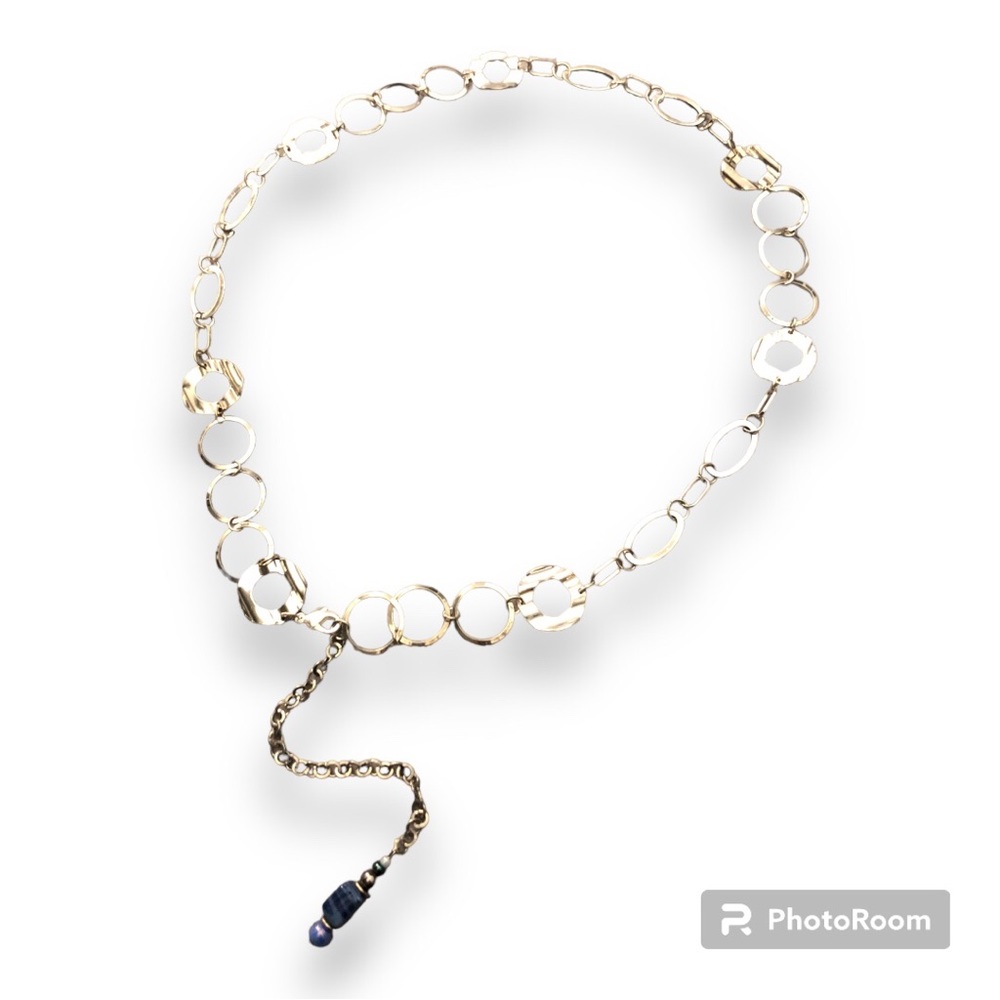 Chain belt with glass bead charm